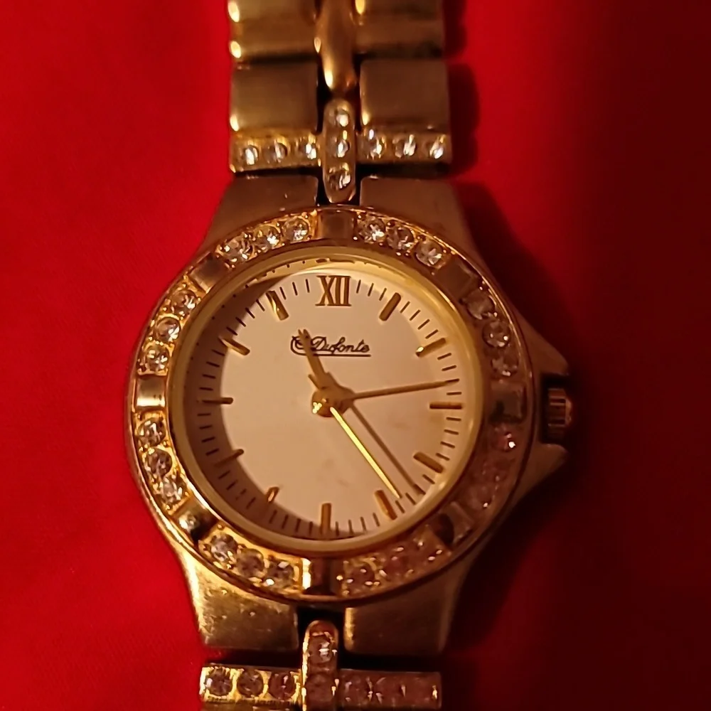 Dufonte Gold & Crystal Ladies' Quartz Watch‎